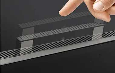Demonstrating a ViewSonic monitor's pop up webcam