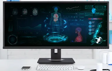 Ultra-wide monitor with an installed privacy filter