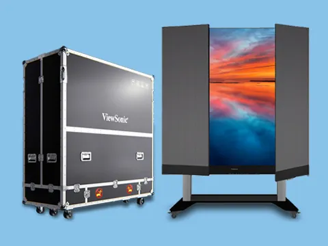 a foldable direct view led display in a flight case