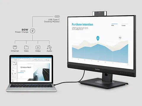 a laptop connected to an external monitor over usb-c