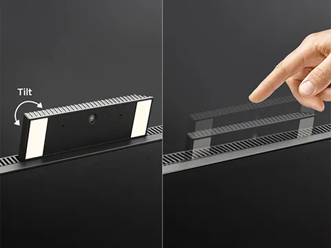 a pop-up webcam in the top of a monitor
