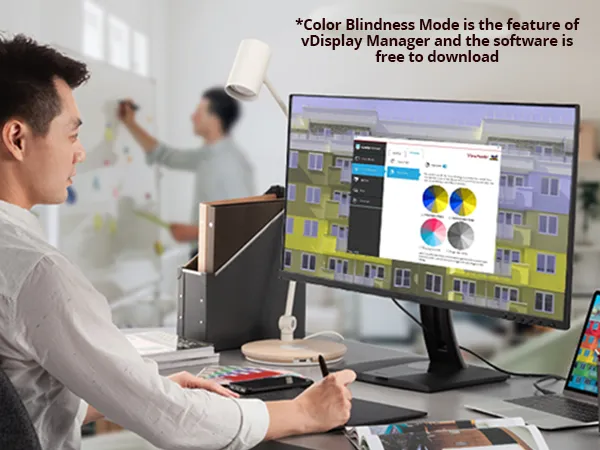split screen image of produce showing color blind mode on and off