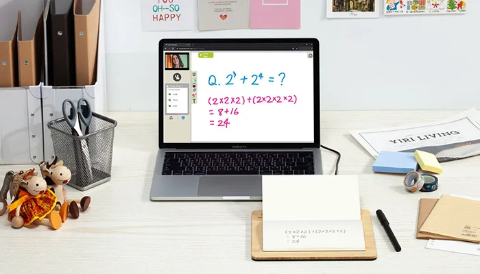 math problem written on ViewBoard Notepad ID0730 and displayed on a laptop