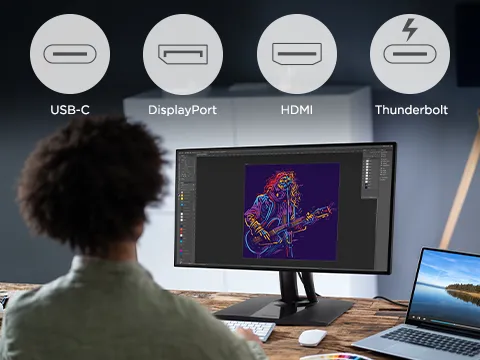 usbc, displayport, hdmi, and thunderbolt connections