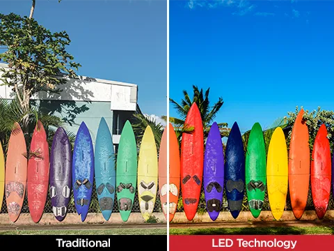 a comparison diagram between traditional and led technology