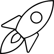 Line drawing of a rocket